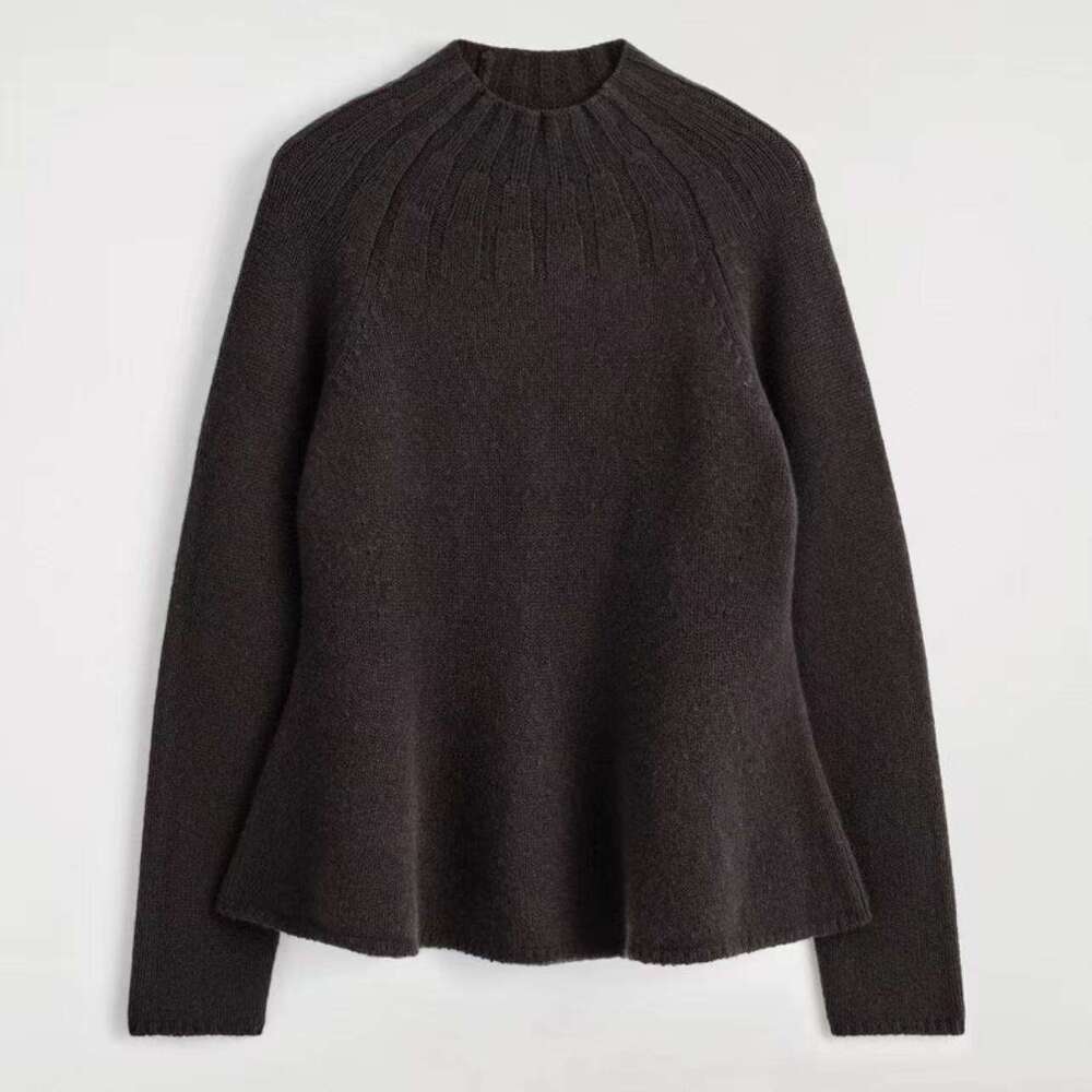 Designer women's slim fit ruffled wool sweater 2026 autumn/winter new top