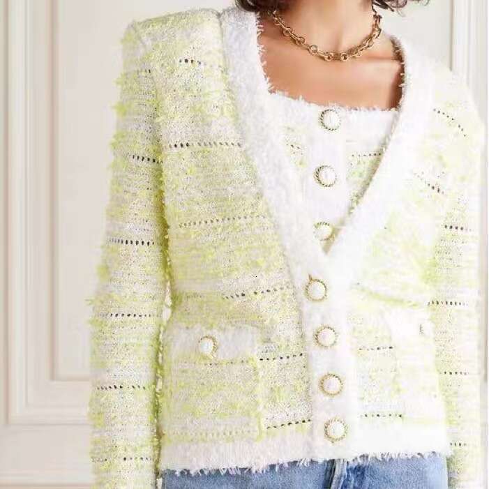 2026 autumn and winter new designer V-neck French social tweed knitted cardigan women's coat women's clothing