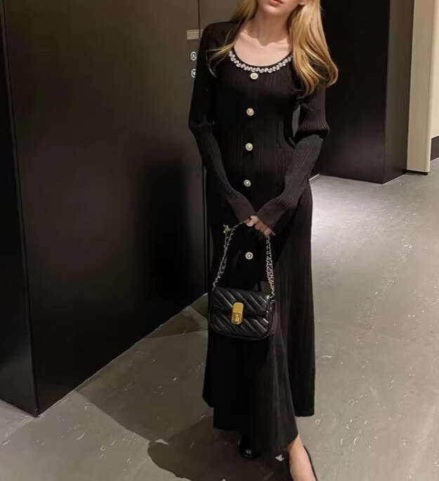 2026 Autumn/Winter Designer's New Knitted French Elegant Coat Long Sleeve Dress Children's Style