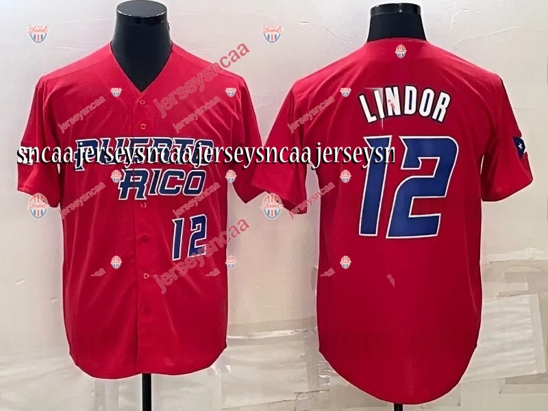 Custom Jersey Team Puerto Rico 2026 World Baseball Classic WBC Francisco Lindor Carlos Correa Javier Baez Edwin Diaz Marcus Stroman Enrique Hernandez 