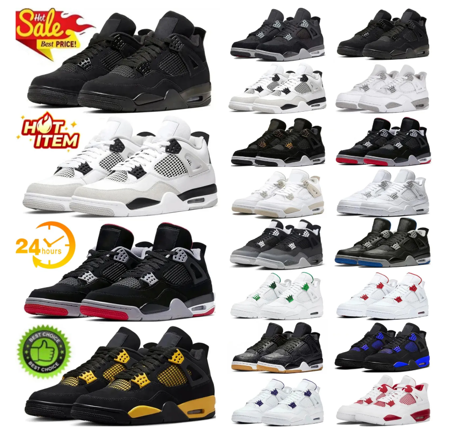 With box Designer 4s basketball shoes for men women Black Cat Military Sail Thunder White Oreo Cool Grey Varsity Red Bred Sneakers Blue University