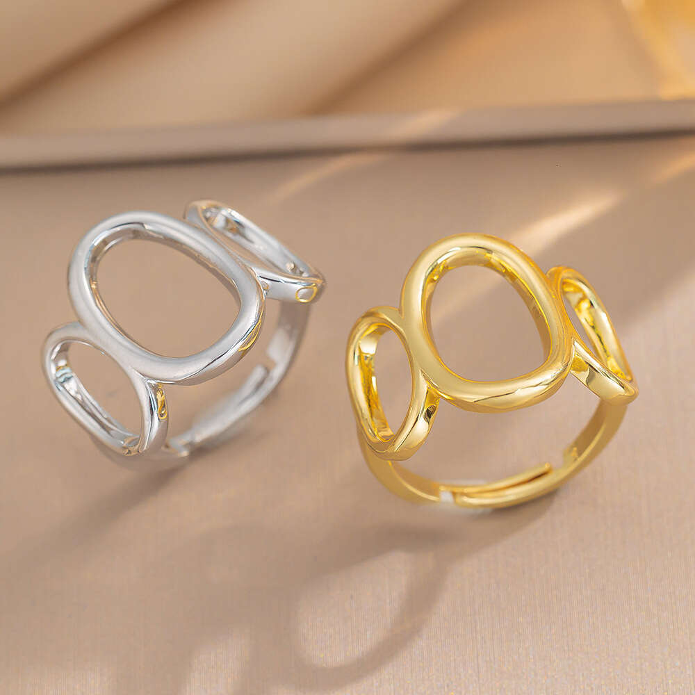 Fashion Minimalist Temperament Geometric Hollow Open Hand Jewelry Ring