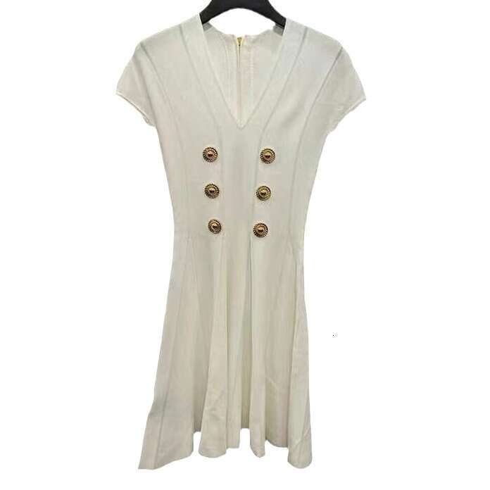 2026 Summer New Designer Double breasted Elegant Slimming Women's Knitted Dress Women's Wear