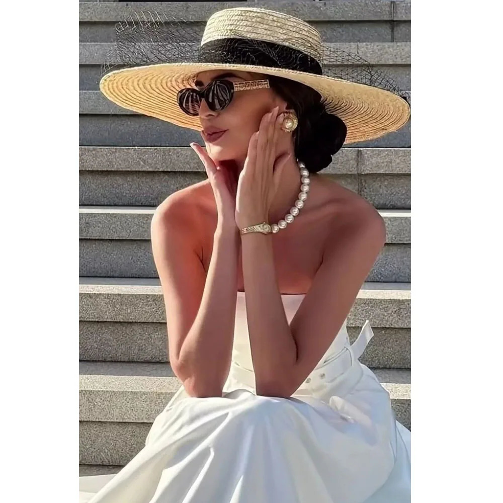 women spring wide brim chic straw hat fashion straw hat Picnic boater wedding straw hat vacation sun hat beach summer hat travel 260209