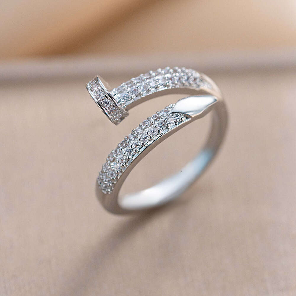 Fashion Light Luxury Nail-Shaped Adjustable Open Ring For Women