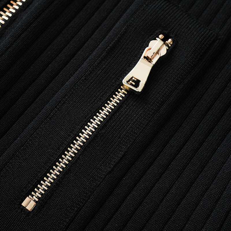 2026 Spring New High end Commuter Slim fit Zipper Elegant Style Knitted Cardigan Jacket for Women