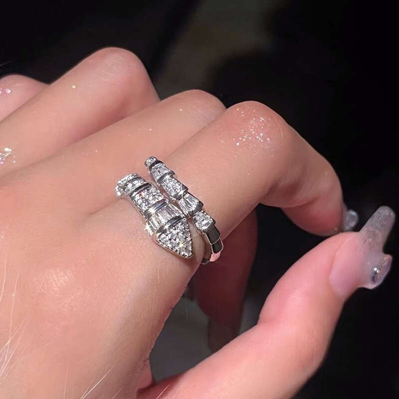 Micro-Inlaid Cubic Zirconia Snake-Shaped Open Ring For Women