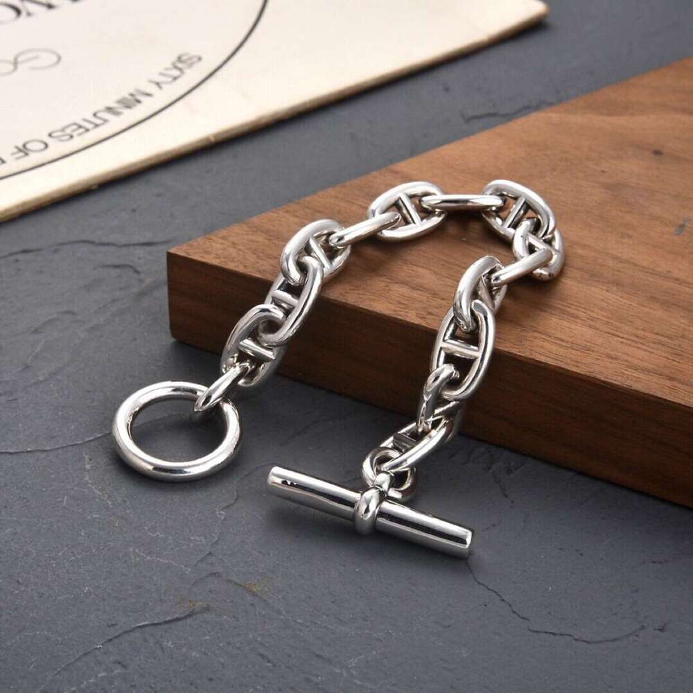 Unisex Pig Nose Bracelet Vintage OT Clasp S925 Sterling Silver Bracelet Personalized Trendy Jewelry