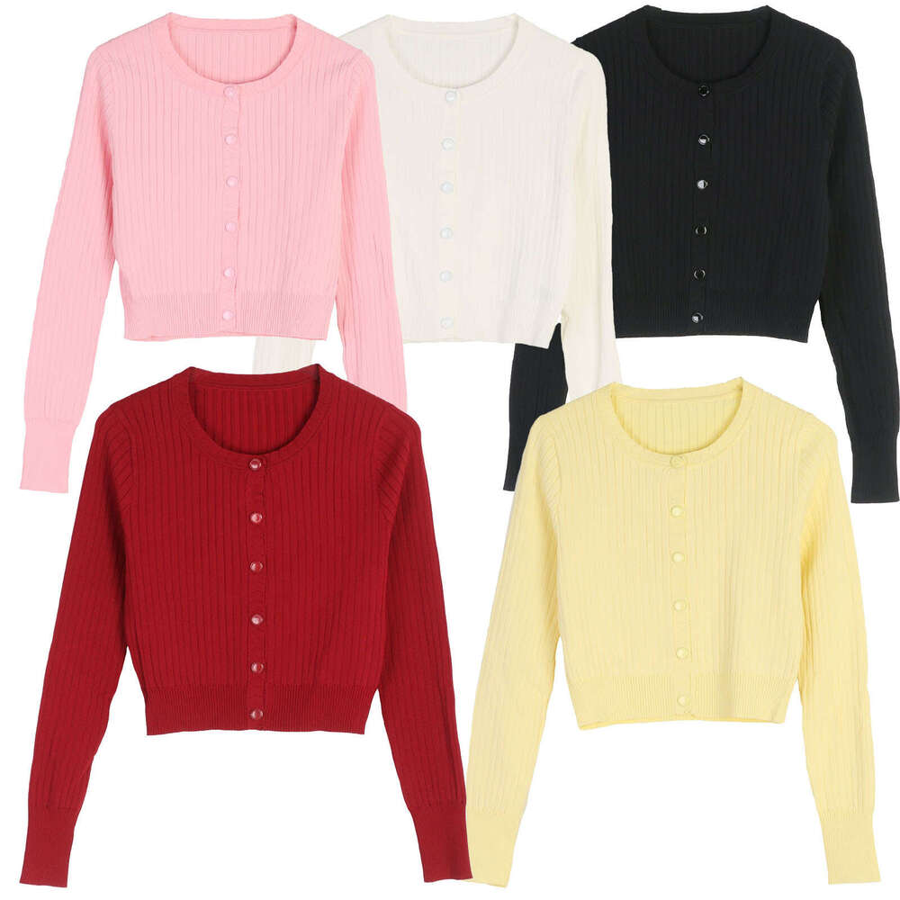 2026 autumn and winter new jacket single breasted slim fit elegant slim fit French round neck knitted women's cardigan