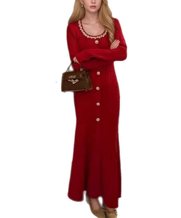 2026 Autumn/Winter Designer's New Knitted French Elegant Coat Long Sleeve Dress Children's Style