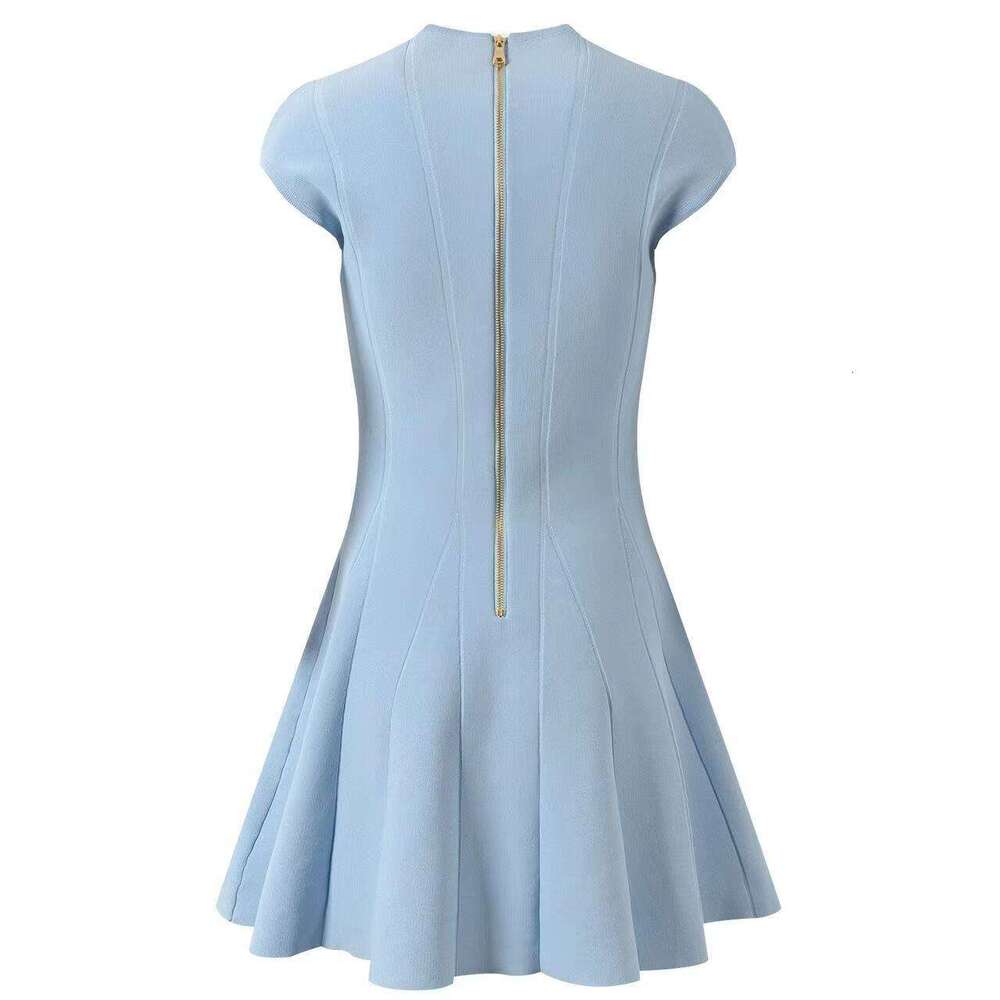 2026 Summer New Designer Double breasted Elegant Slimming Women's Knitted Dress Women's Wear