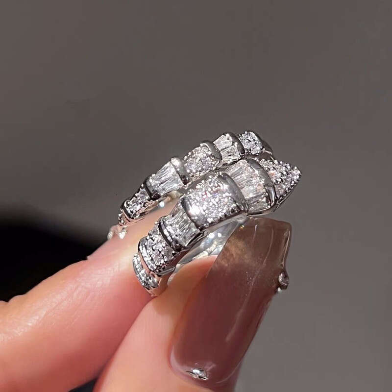 Micro-Inlaid Cubic Zirconia Snake-Shaped Open Ring For Women