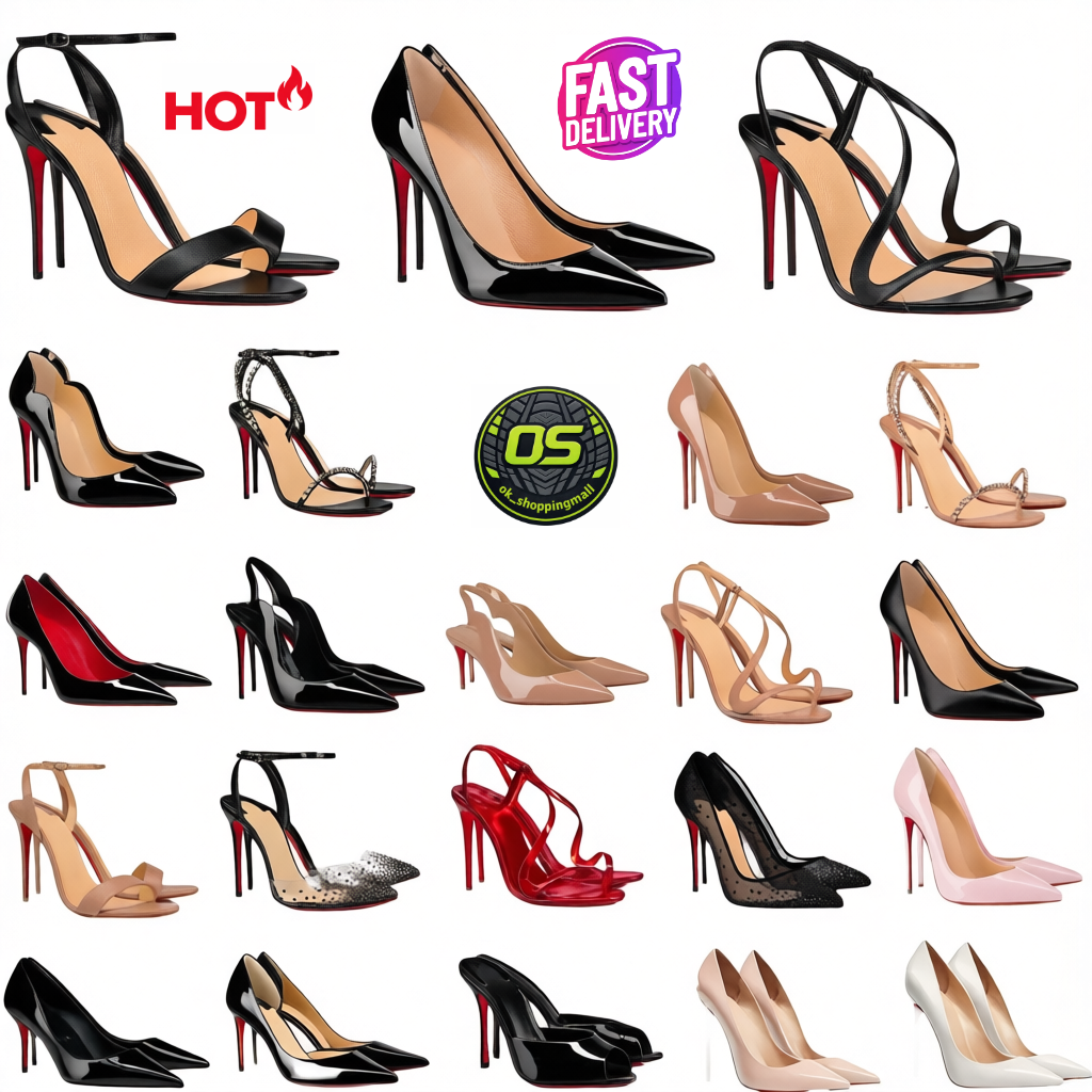 Designer Women High Heels Red Shiny BottomShoes 6cm 8cm 10cm 12cm Stiletto Genuine Sexy Party Sandals 35-45 Leather Wedding Eur Shoes Pumps Woman