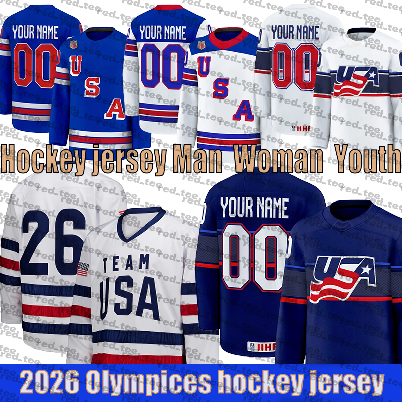 2026 Olympices hockey jersey #34 AustonS MatthewsS team usa hockey jersey #43 Quinn Hughes Jack Eichel Charlie McAvoy JT Miller Matthew Tkachuk Cole Caufield jerseys