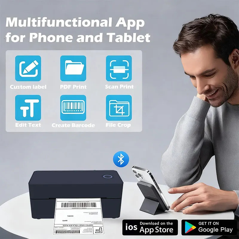 Wireless Bluetooth Thermal Label Printer 4x6 Support Android Mac Windows 260121
