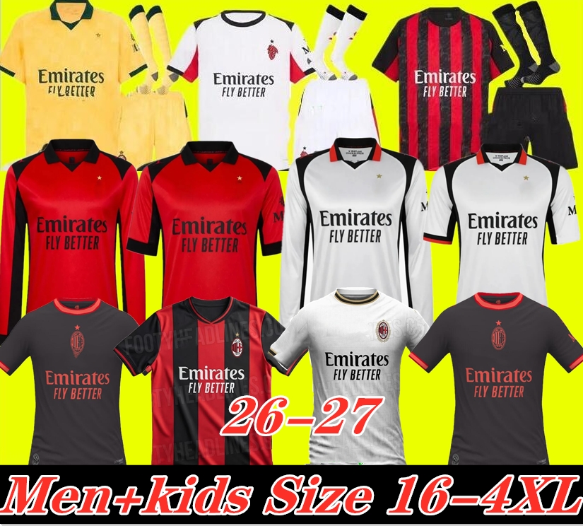 AC MilLAn 25 26 Black white Jerseys 2025 2026 2027 home away MODRIC THEO PULISIC RAFA LEAO NKUNKU Football shirts uniform fan 125th JASHARI JOAO FELIX FOFAFA fourth