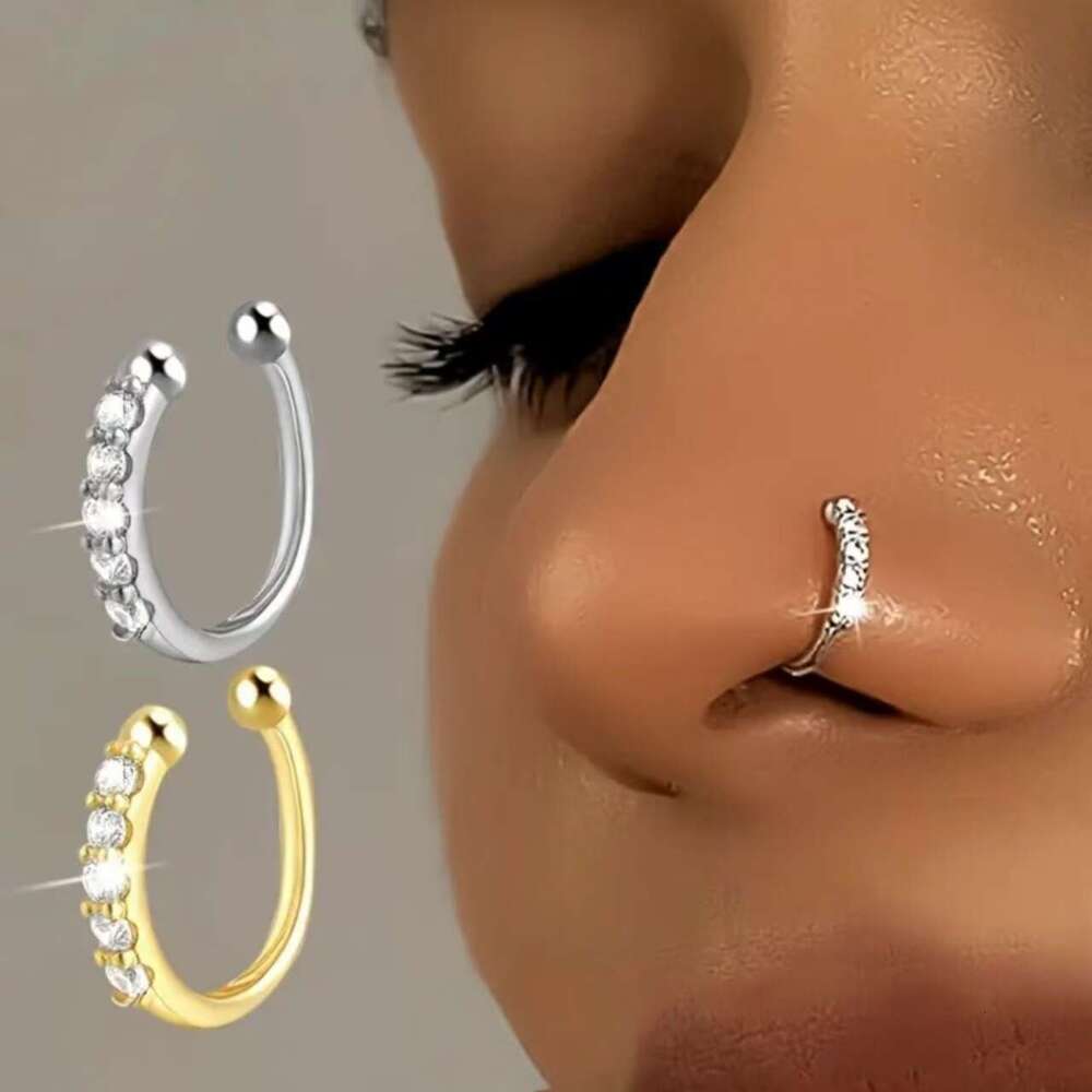 Electroplated Silver Nose Studs Ear Cuffs Fine Diamond Earrings European And American Bohemian Unique Lip Rings Unisex Earrings