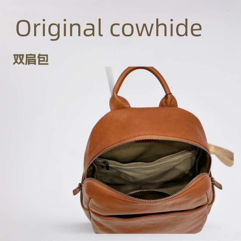 New Original Handmade Vegetable-Tanned Cowhide for Women, Commuting and Travel Bag, Fashionable Ladies' Genuine Leather Small Backpack