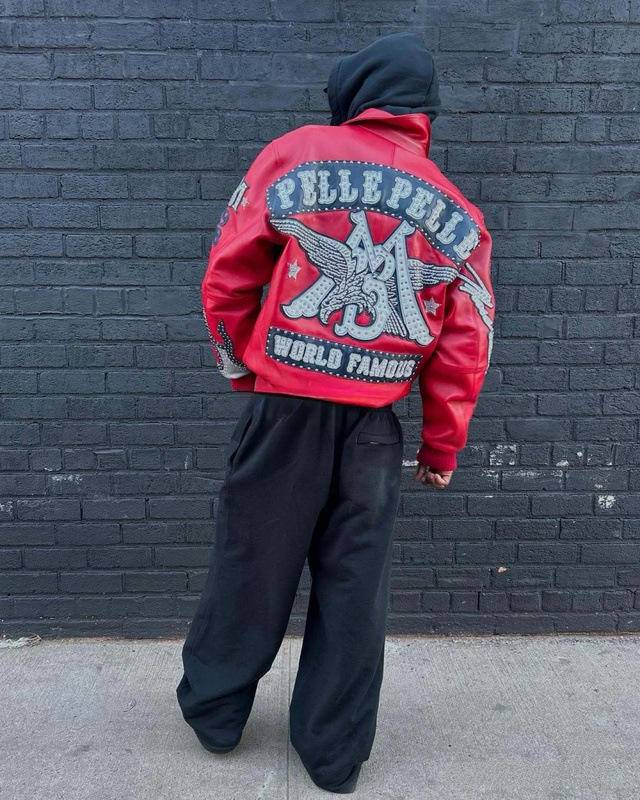 Men's Jackets High-quality Authentic Women's Black Blue Red Purple Leather Genuine Leather Embroidered Diamond Short Jacket