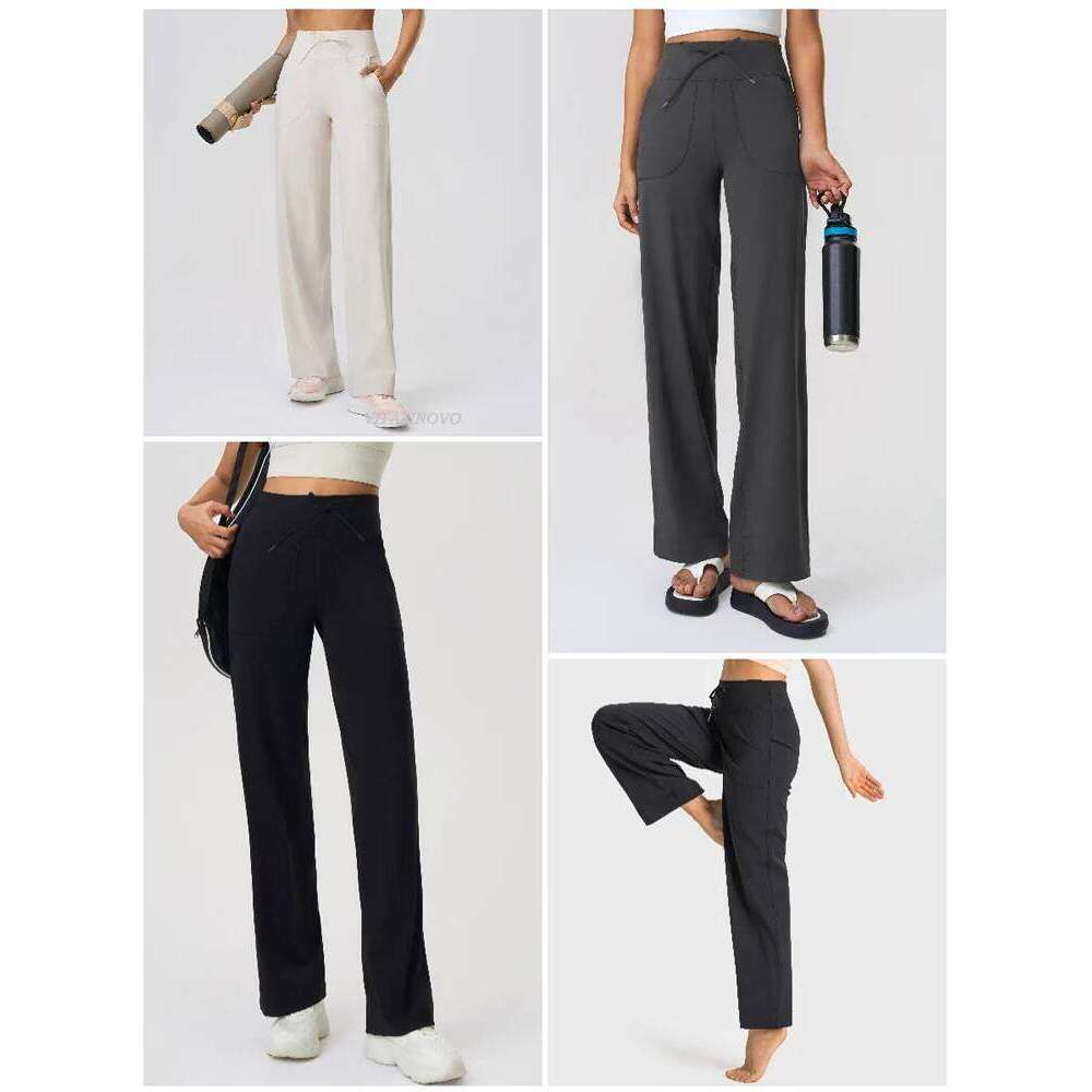 Yoga Women Wide Leg with Pockets High Waist Stretch Work Dress Pants Buttery Soft Casual Lounge Sweatpants Comfy 26Y0211