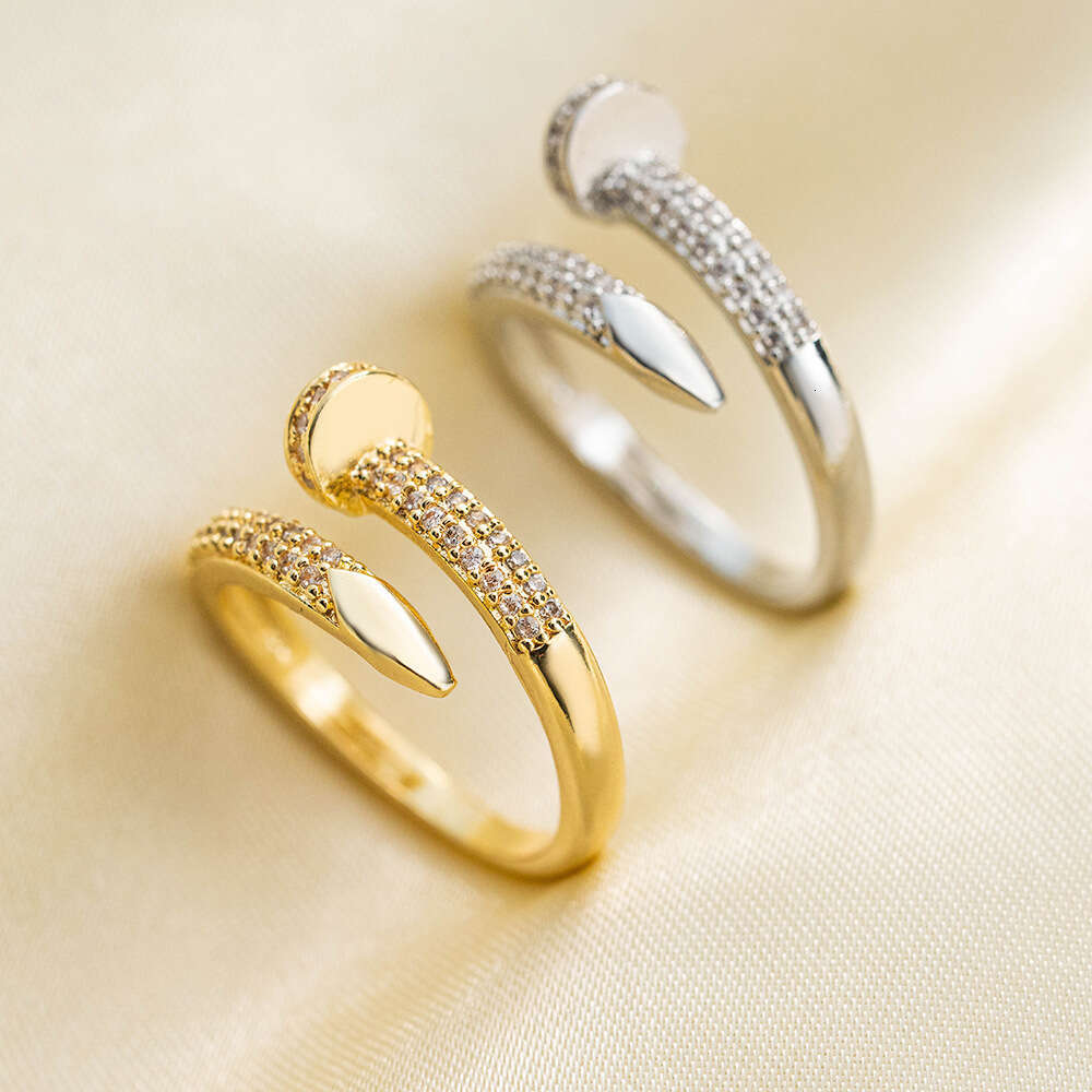 Fashion Light Luxury Nail-Shaped Adjustable Open Ring For Women