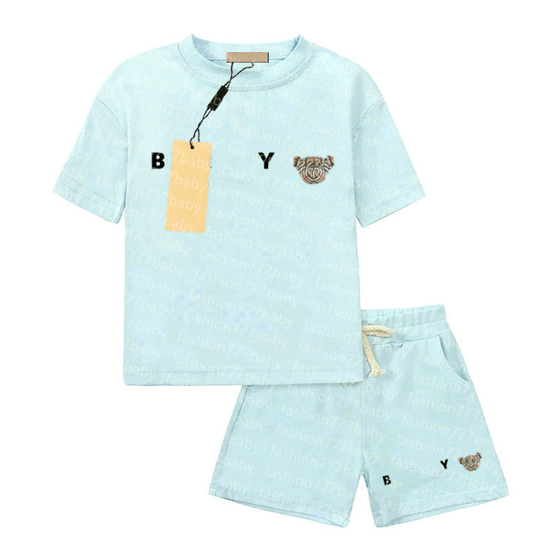 in stock 2-13Years Designer Kids T-Shirt Pants Set Luxury Logo Children 2 Piece Cotton Clothing baby Boys girl Fashion Apparel