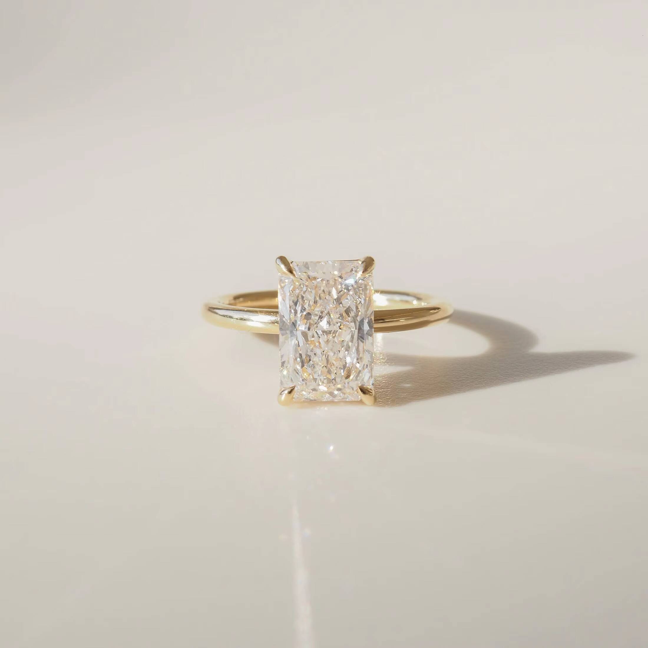 Custom Fine Jewelry 10- 30cts Radiant Brilliant Cut Lab-Grown Diamond Ring Real 14K Gold CVD HPHT Diamond Gold Engagement Ring
