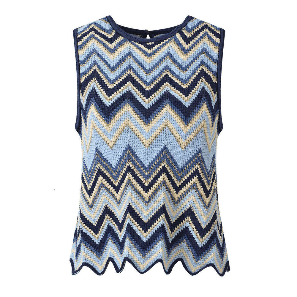 2026 Spring/Summer New Fashion Big Wave Ethnic Style Sleeveless Tank Top, Pants, Casual Two Piece Set for Women