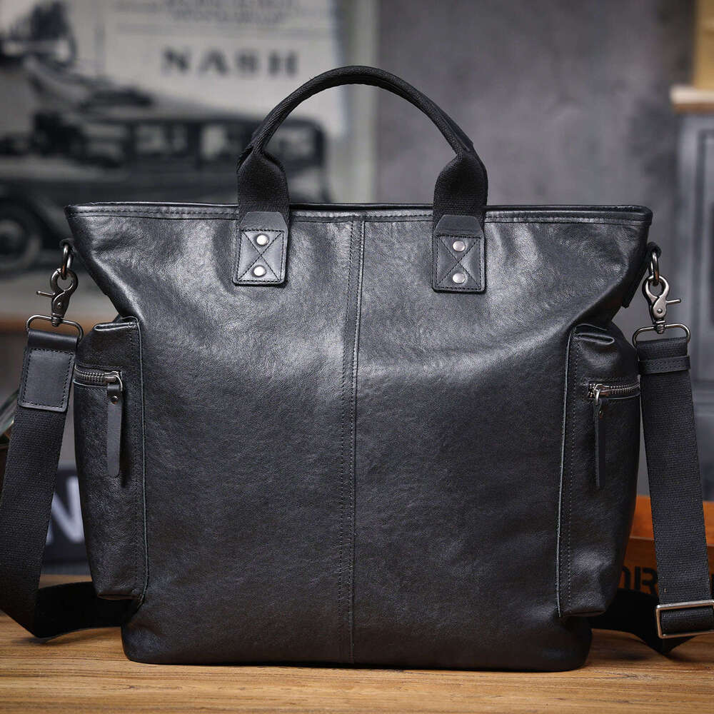 Luxury Shoulder Bags Layer Cowhide Men S Handbag Original Design Large Capacity Genuine Crossbody Laptop Bag Vegetable Tanned Leather Briefcase SENYY