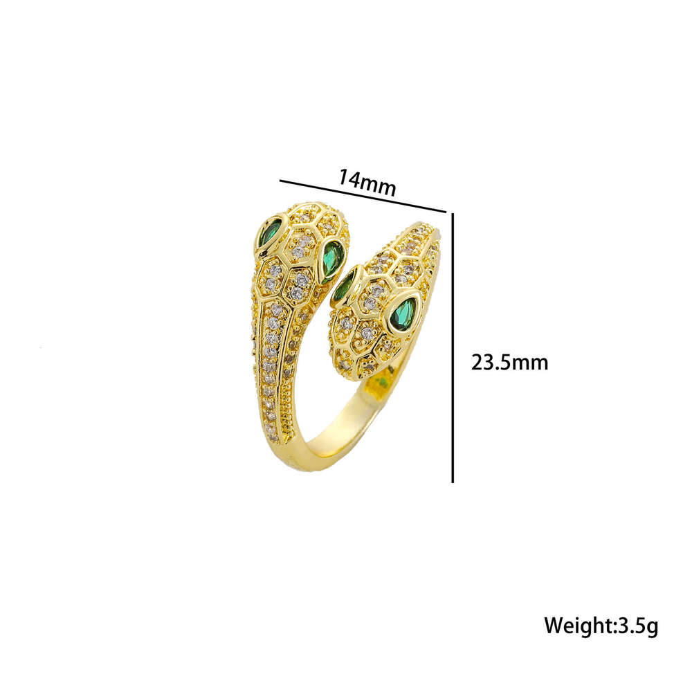 Micro Paved Zircon Double-Headed Snake Ring Light Luxury High-End Sense for Women