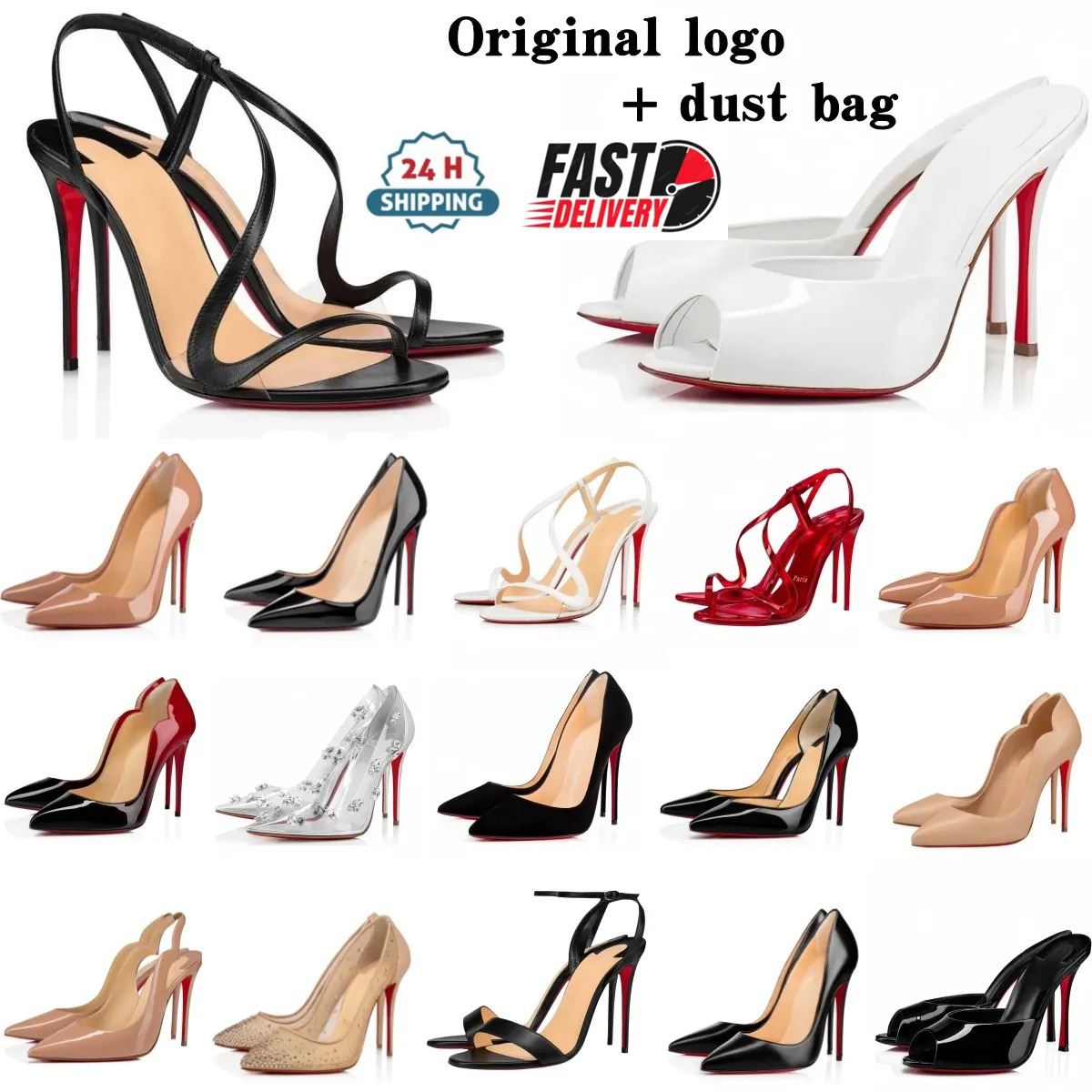 heels Brand Designer Women's High Heels Red Shiny BottomShoes 8cm 10cm 12cm Stiletto Genuine Leather Woman Pumps with Dust Bag us4-13