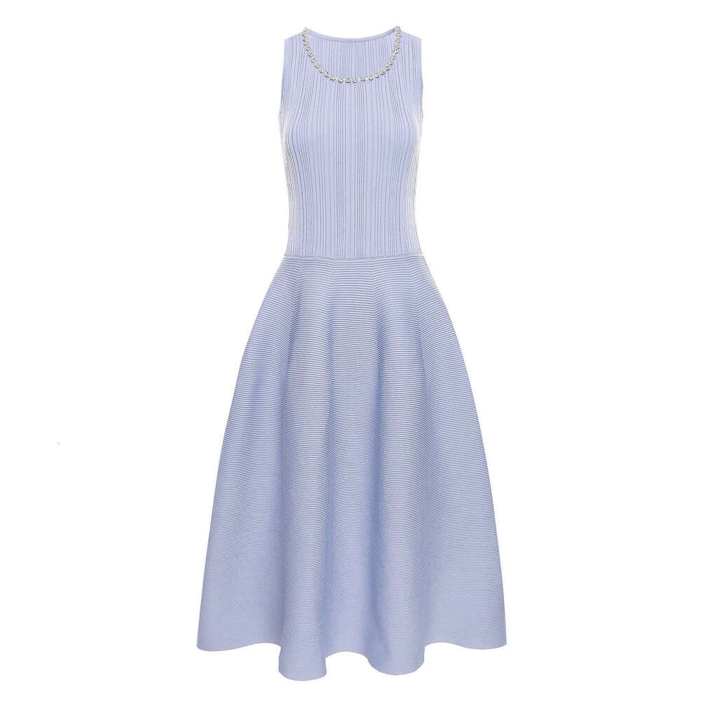 2026 Spring/Summer New Social Style Big U Neck Sleeveless Purple Slim Knitted Tank Top Elegant Long Dress for Women