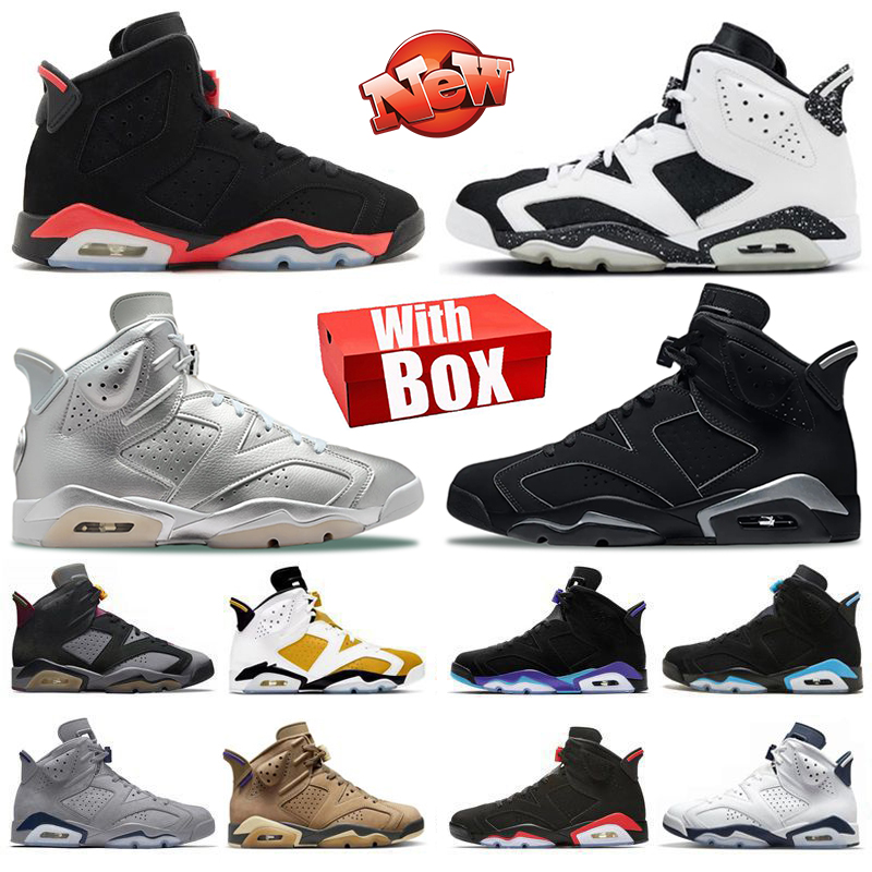 With Box 6 6s Basketball Shoes Infrared Salesman Metallic Silver Cap and Gown Oreo Carmine Black Infrared UNC White Reverse Oreo Men outdoor trainers Sneakers
