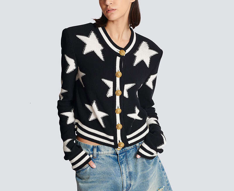 2026 Small Fragrant Color blocked Shoulder Padded Knitted Women's Sweater Spring New High end and Age reducing Versatile Top