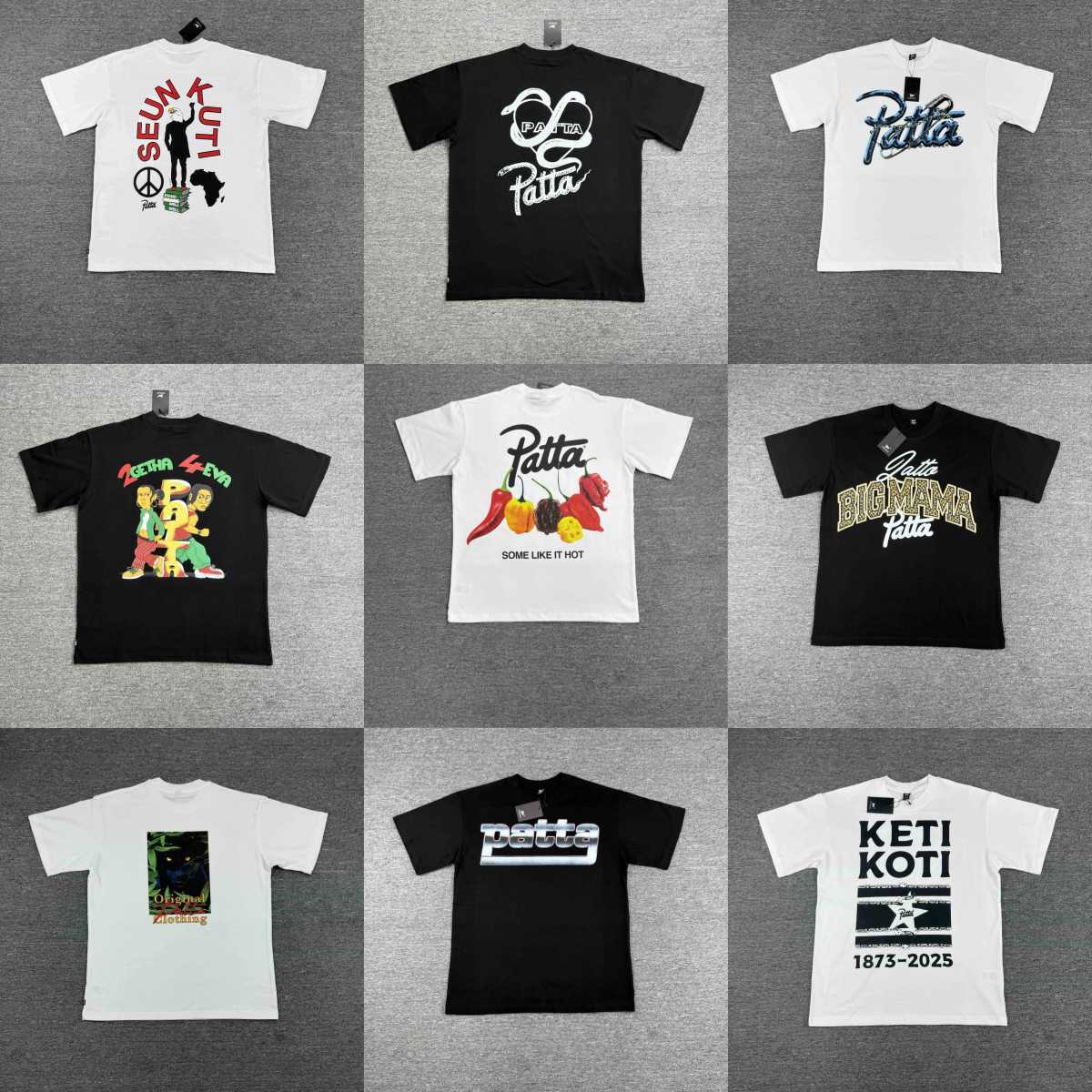 designer mens t shirt patta t shirts summer short sleeved men's trendy pure cotton casual t-shirt fun vegetable letter print tshirt us size