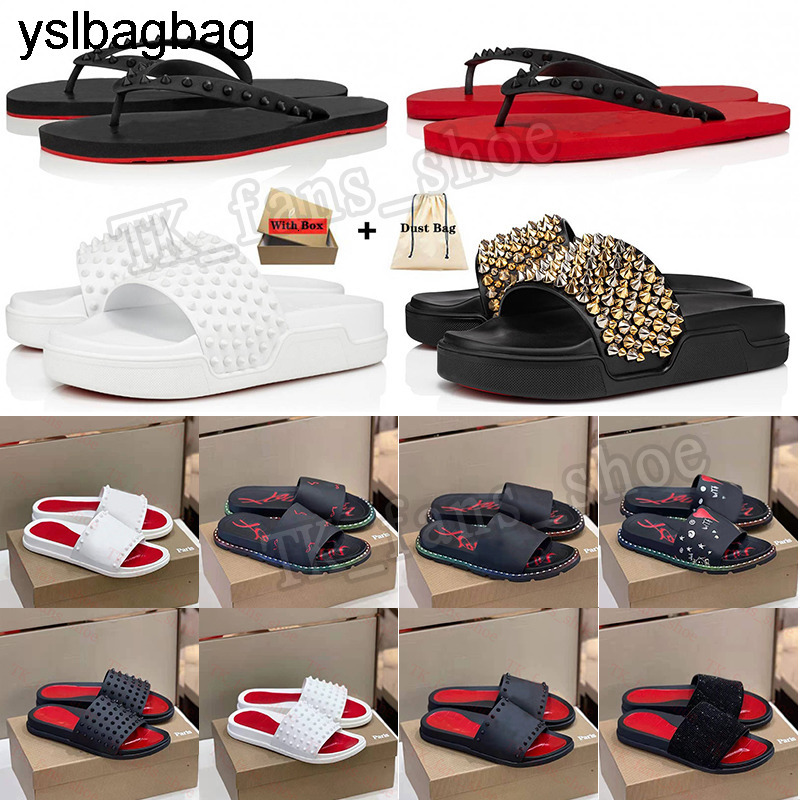 christian louboutinshoe louboutinheel red bottom men women louboutin heels loubitons loboutin With Box Designer Sandals Rubber Slippers Thick Sandal Luxury 4VFW