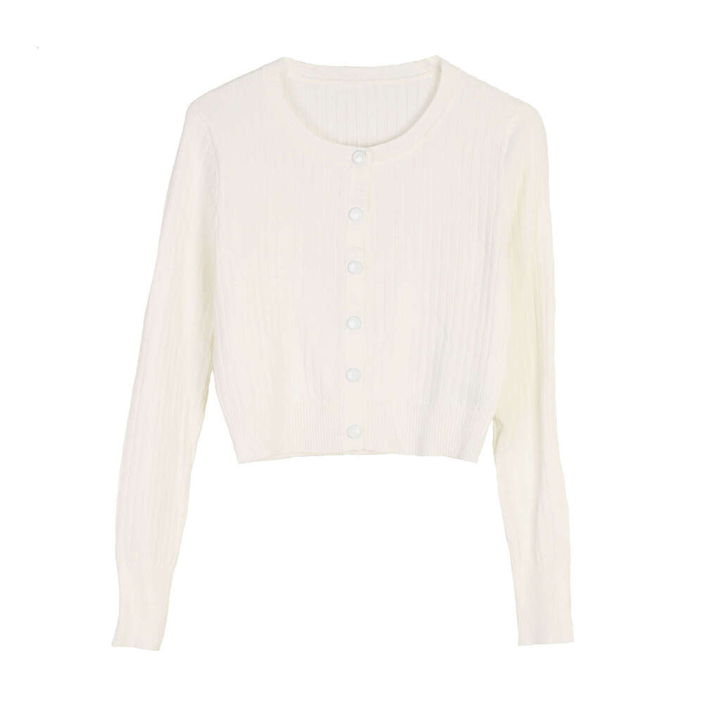 2026 autumn and winter new jacket single breasted slim fit elegant slim fit French round neck knitted women's cardigan