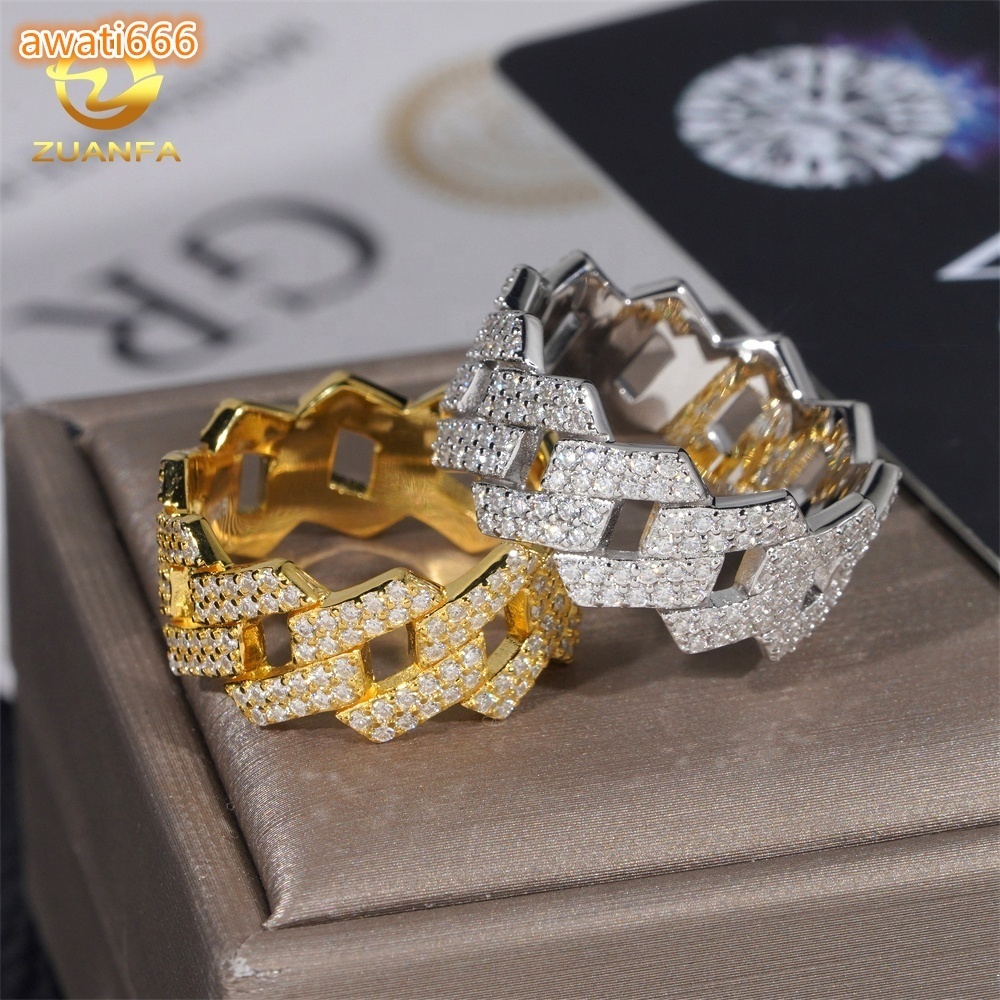 New GRA Certificates 925 Silver Pass Diamond Tester Moissanite Diamond Iced Out Jewelry Hip Hop Ring Cuban Band Ring Men