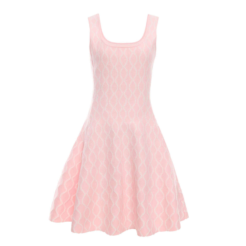 2026 Spring/Summer New French style Small Fragrant Square Neck Elegant Pink Soft Aging Knitted Women's Dress