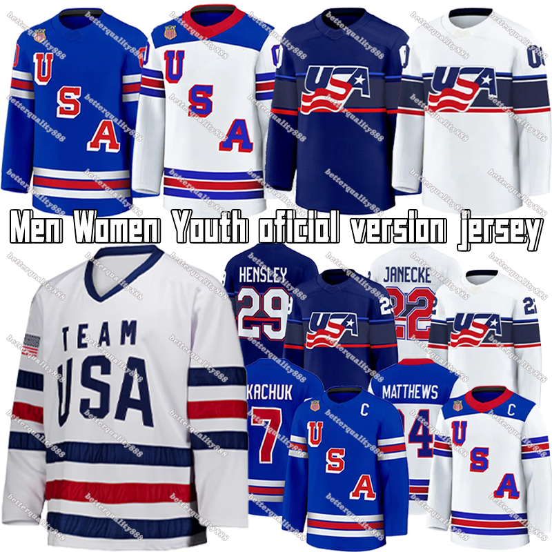 #34 AustonS MatthewsS team usa hockey jersey 2026 Olympices hockey jersey #43 Quinn Hughes Jack Eichel Charlie McAvoy JT Miller Matthew Tkachuk Cole Caufield jerseys