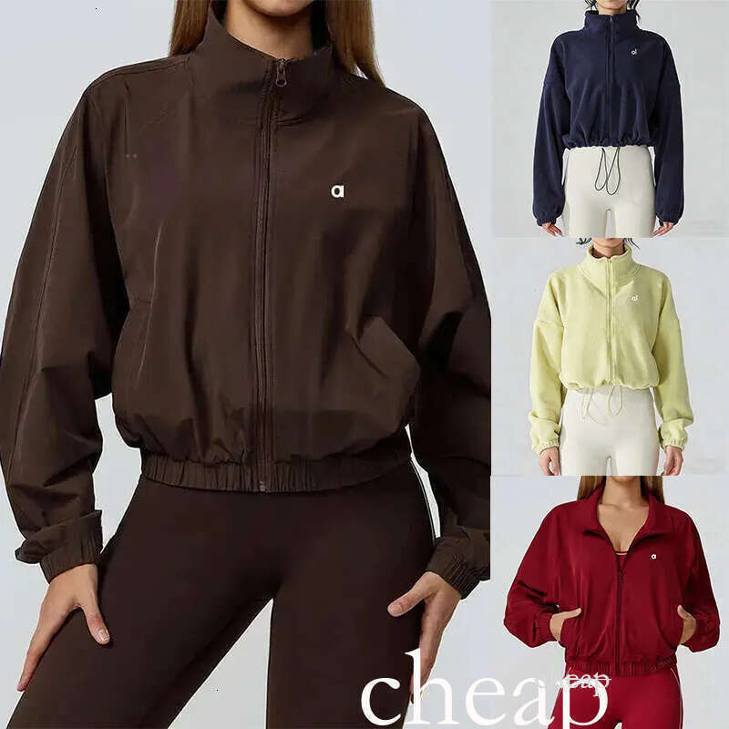 2026 Set Warm Yoga Gym Workout Clothing Designer Full Zipper Short Crop Top Aloismness Jacket Coat Women Leggings Sets Aloismness sweat sweatshirt