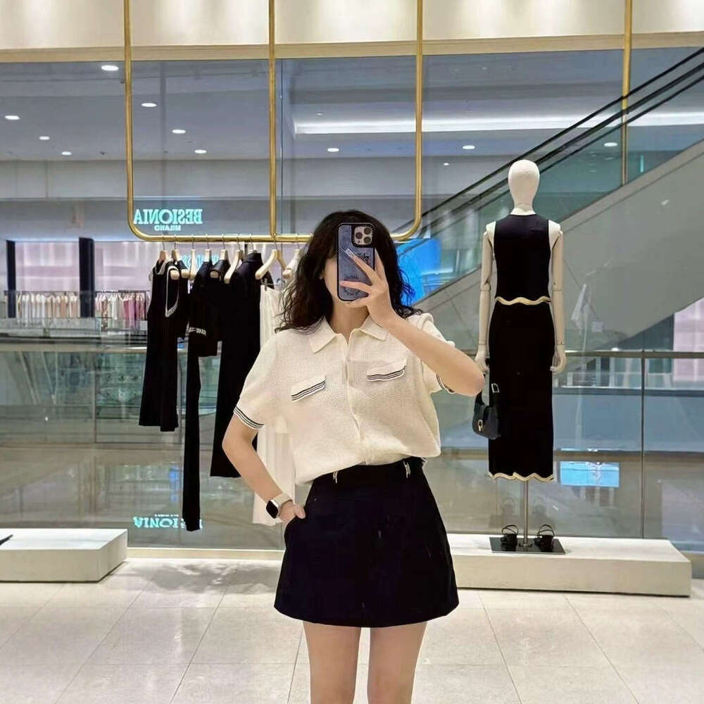 2026 Spring/Summer New Set College Style Collar Knitted Sweater Cardigan Short Sleeve Women's Top Women