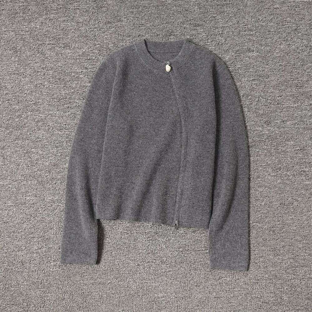 Designer Baroque pearl irregular cashmere knitted cardigan women's high-end luxury goods