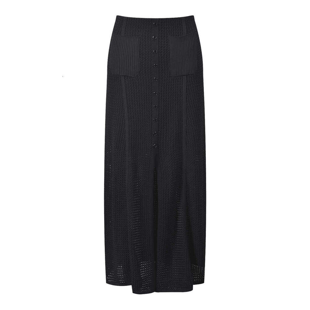 2026 French Design Hollow Knitted Sleeveless Tank Top Split Women's Skirt Set