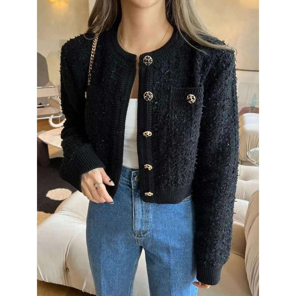 Women's Knitted Korean Edition 2026 Autumn/Winter Round Neck Cardigan Single breasted Long Sleeve Thick Sweater for Women