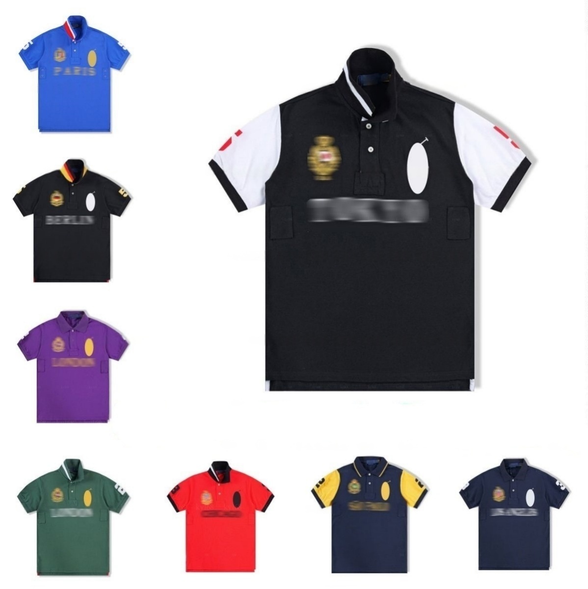 Mens Polos shirt designer Mens t shirts Tees Luxury lapel Tees Embroidery Womens Letter Pure Cotton T-shirts Printing Black White Summer Casual Short sleeve