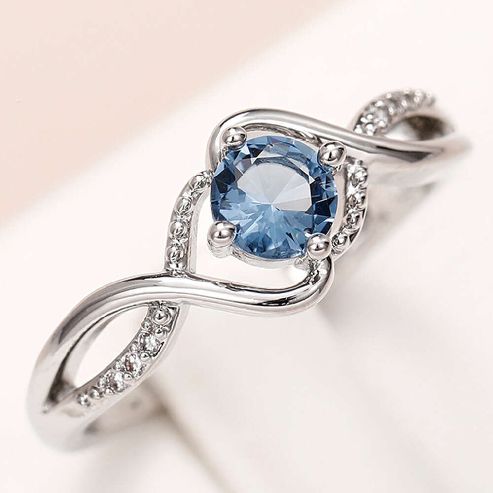 Wave Blue Zircon Niche High-end Light Luxury Index Finger Ring Fashion Women's Personality Jewelry