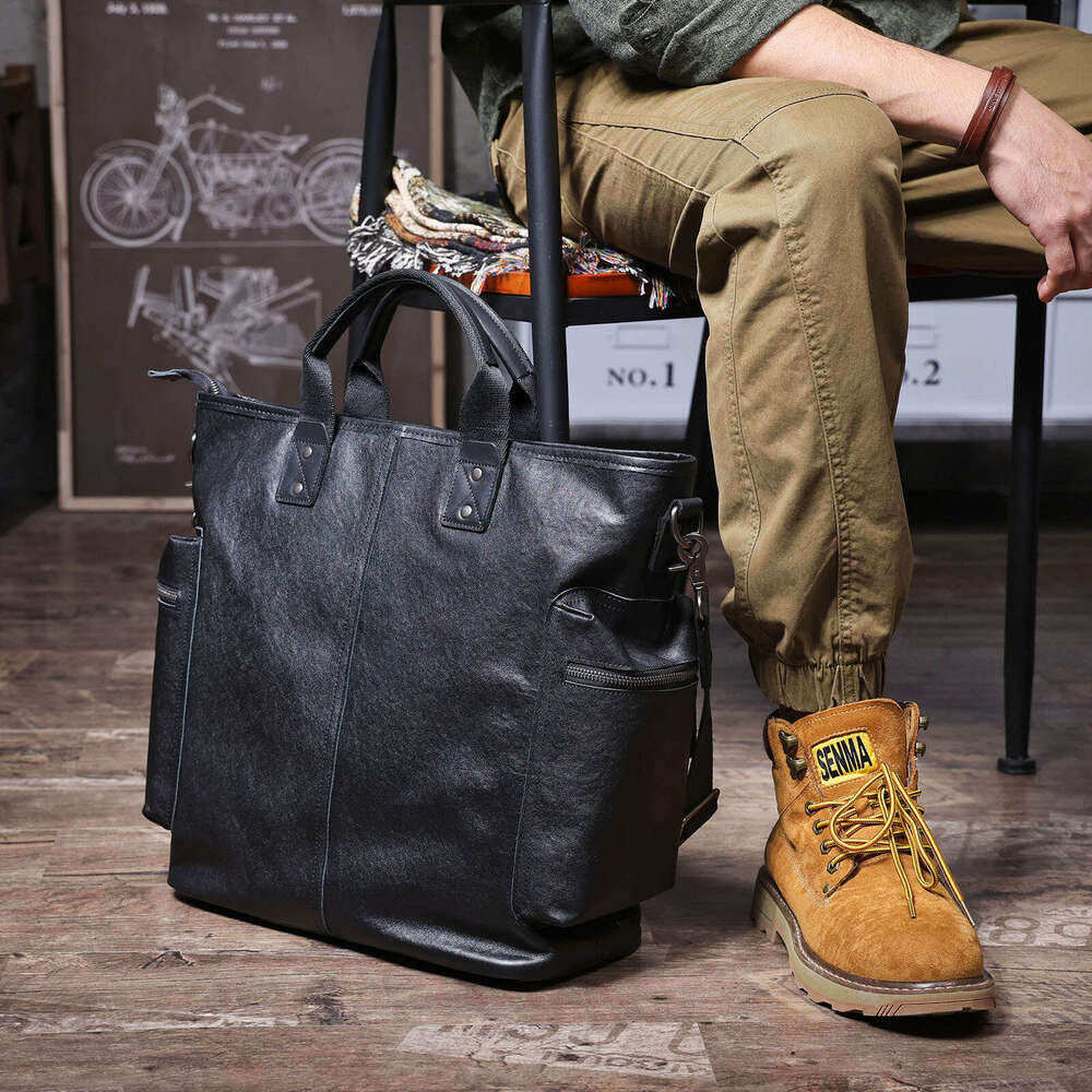Luxury Shoulder Bags Layer Cowhide Men S Handbag Original Design Large Capacity Genuine Crossbody Laptop Bag Vegetable Tanned Leather Briefcase SENYY