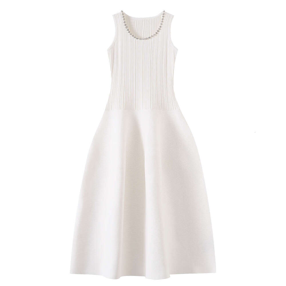 2026 Spring/Summer New Social Style Big U Neck Sleeveless Purple Slim Knitted Tank Top Elegant Long Dress for Women