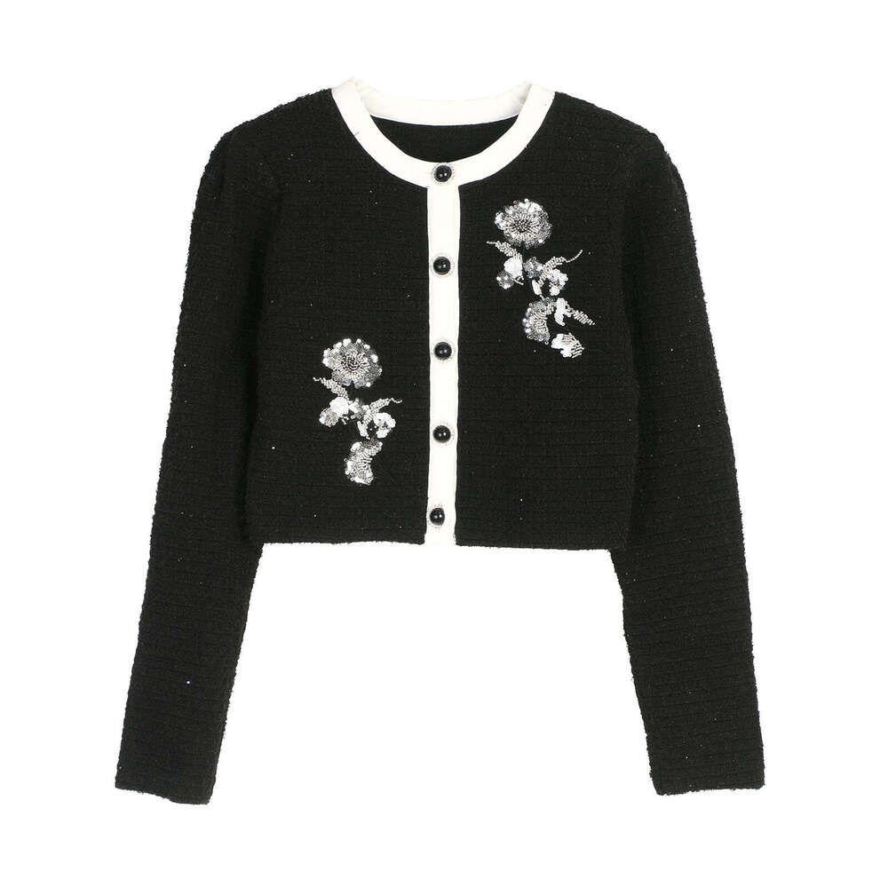 2026 autumn and winter new women's suit dress round neck sequin flower French social knit jacket half skirt women